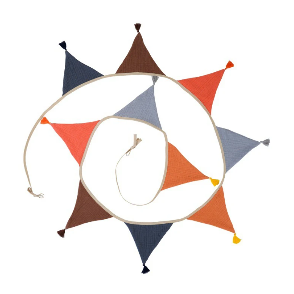 Pennant Garland – Decorative Bunting for Baby’s Room Navy Blue, Orange & Gray