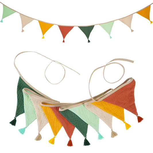 Pennant Garland – Decorative Bunting for Baby’s Room Brown, Green & Red
