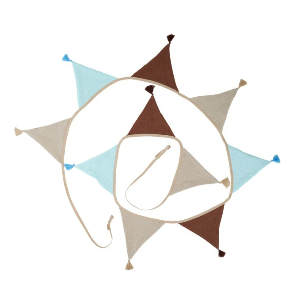 Pennant Garland – Decorative Bunting for Baby’s Room Brown, Sky Blue & Beige