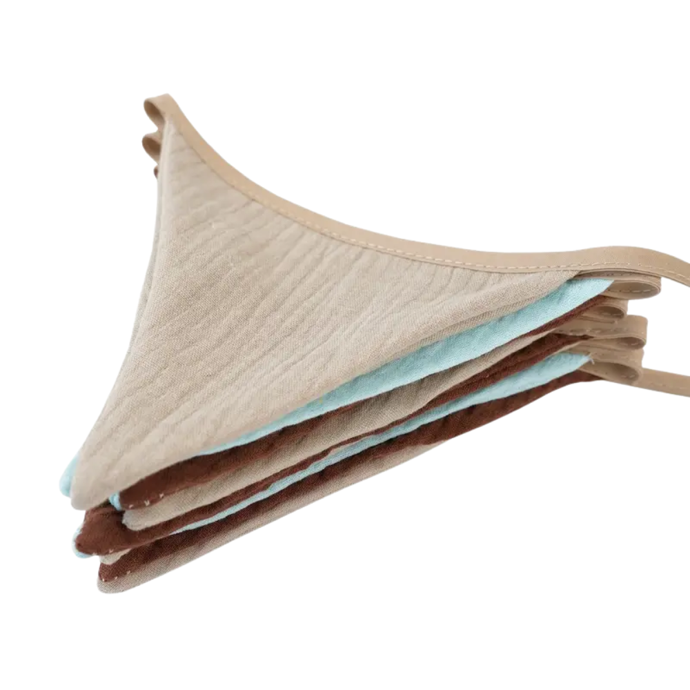 Pennant Garland – Decorative Bunting for Baby’s Room Brown, Sky Blue & Beige