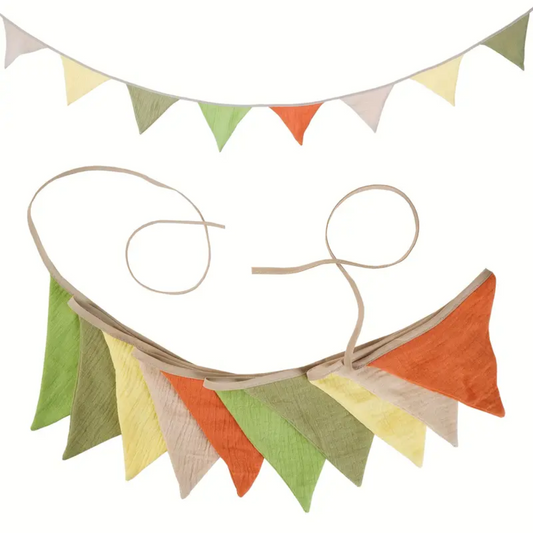 Pennant Garland – Decorative Bunting for Baby’s Room Orange & Green
