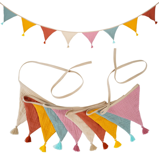 Pennant Garland – Decorative Bunting for Baby’s Room Red, Pink & Beige