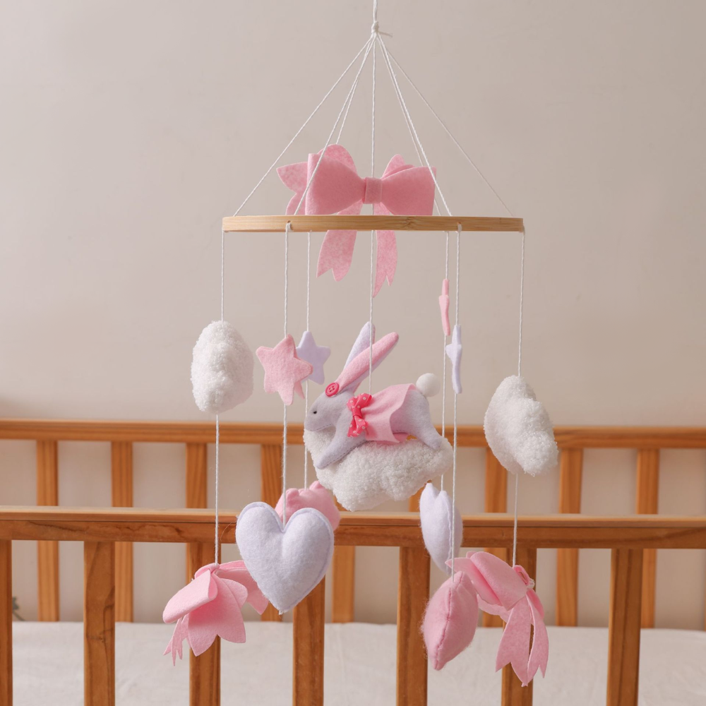 Baby Mobile Noliboobaby Handmade - Pink Bunny in the Cloud