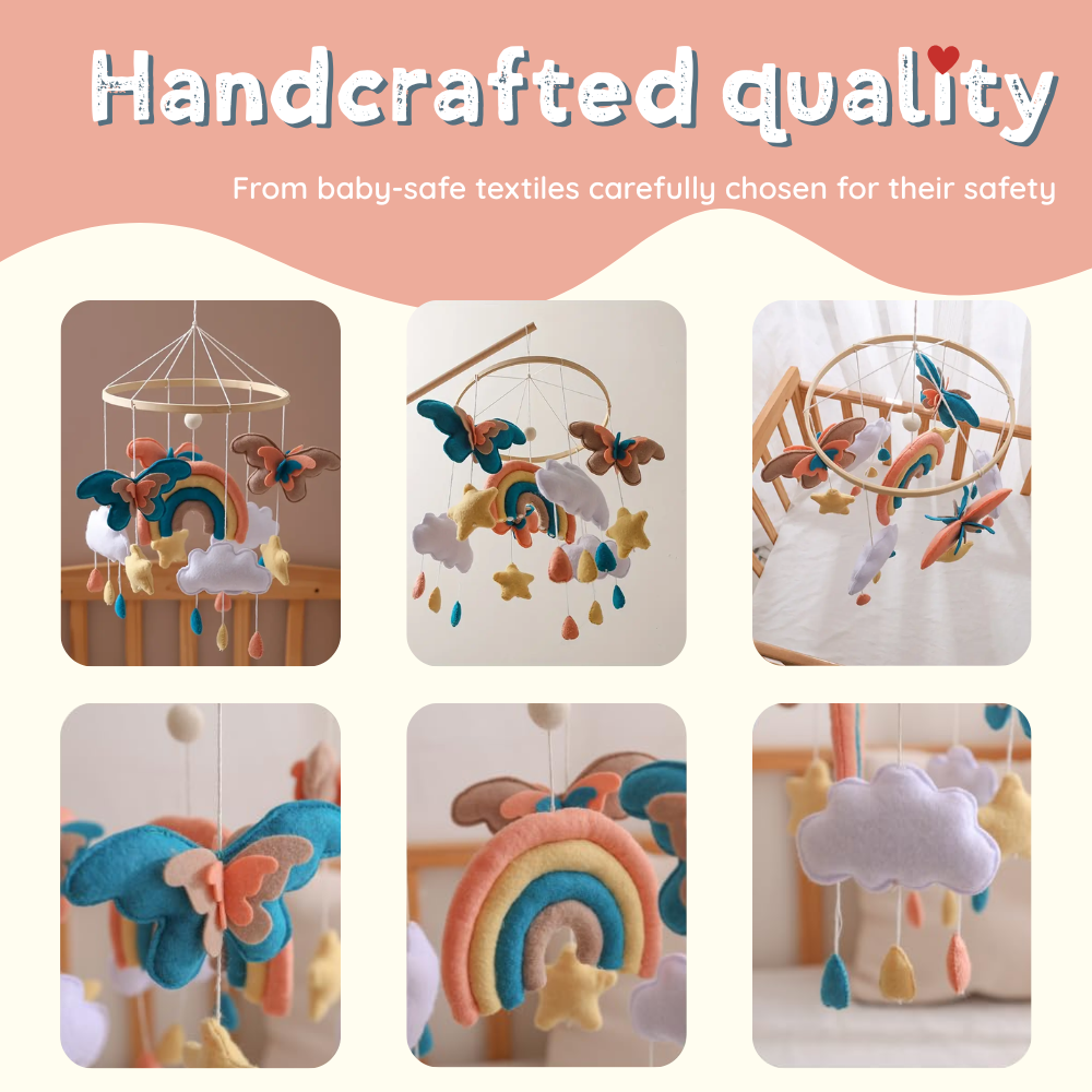 Baby Mobile Noliboobaby Handmade - Rainbow Butterflies