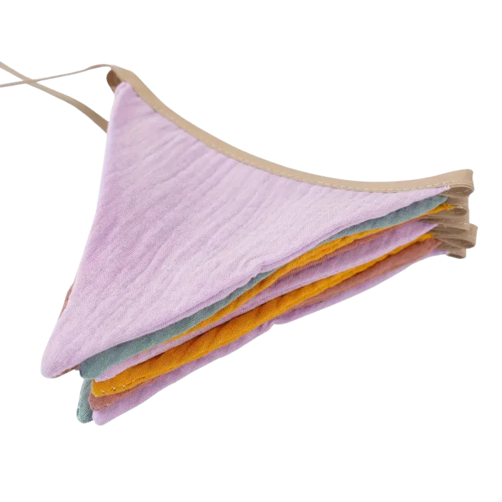 Pennant Garland – Decorative Bunting for Baby’s Room Yellow, Pastel Purple & Green