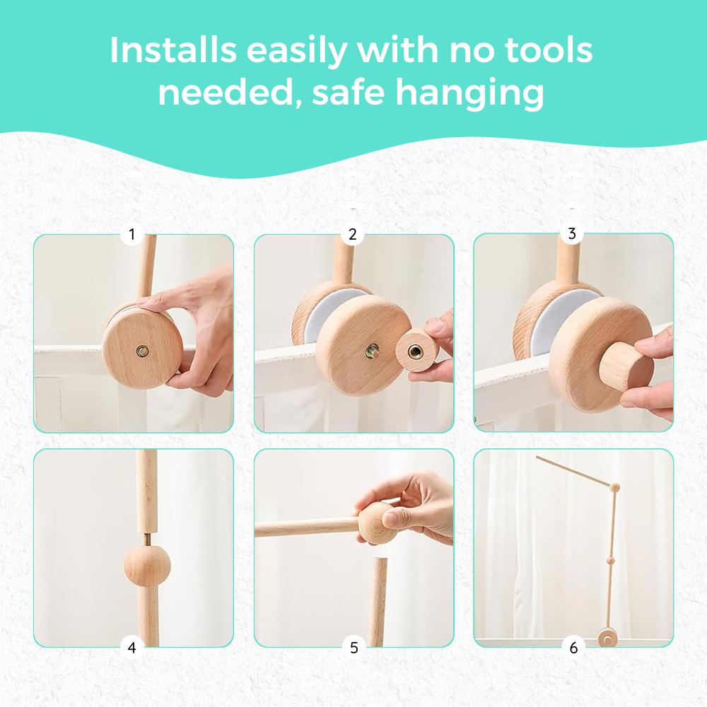 Crib mobile arm made from beech wood